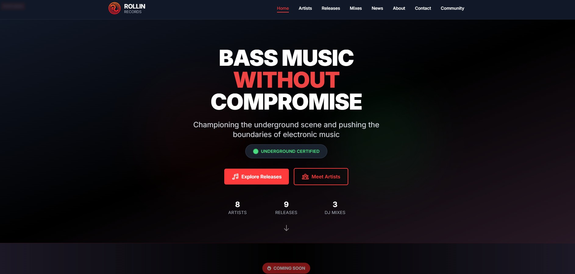 New Rollin Records Website Screenshot